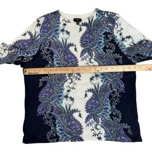 Talbots Petites Pure Cashmere Paisley Print Sweater XLp